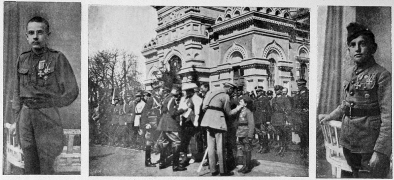 czarnobiałe zdjęcie przedstawiające moment odznaczania bohaterskich płocczan przez Marszałka Józefa Piłsudskiego (archiwum MMP)